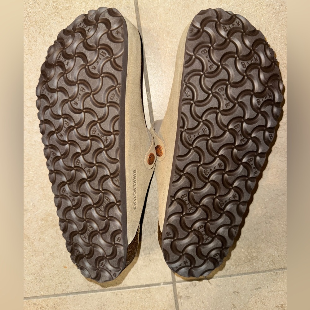 Birkenstock Taupe Suede Boston Clog Mule - Picture 4 of 6